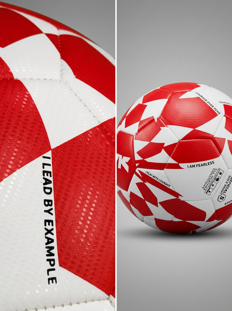 Positive Kick FEARLESS V.1 red football with positive self-talk messages